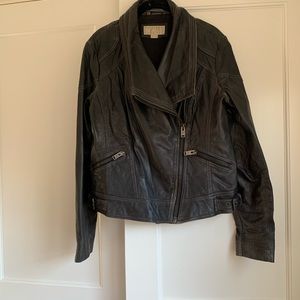 Distressed leather motorcycle jacket Michael Kors